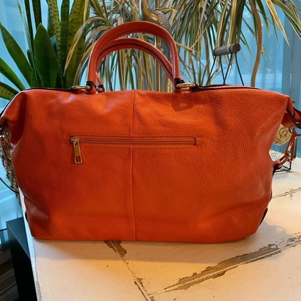 Ora Delphine Orange and Gold leather Purse